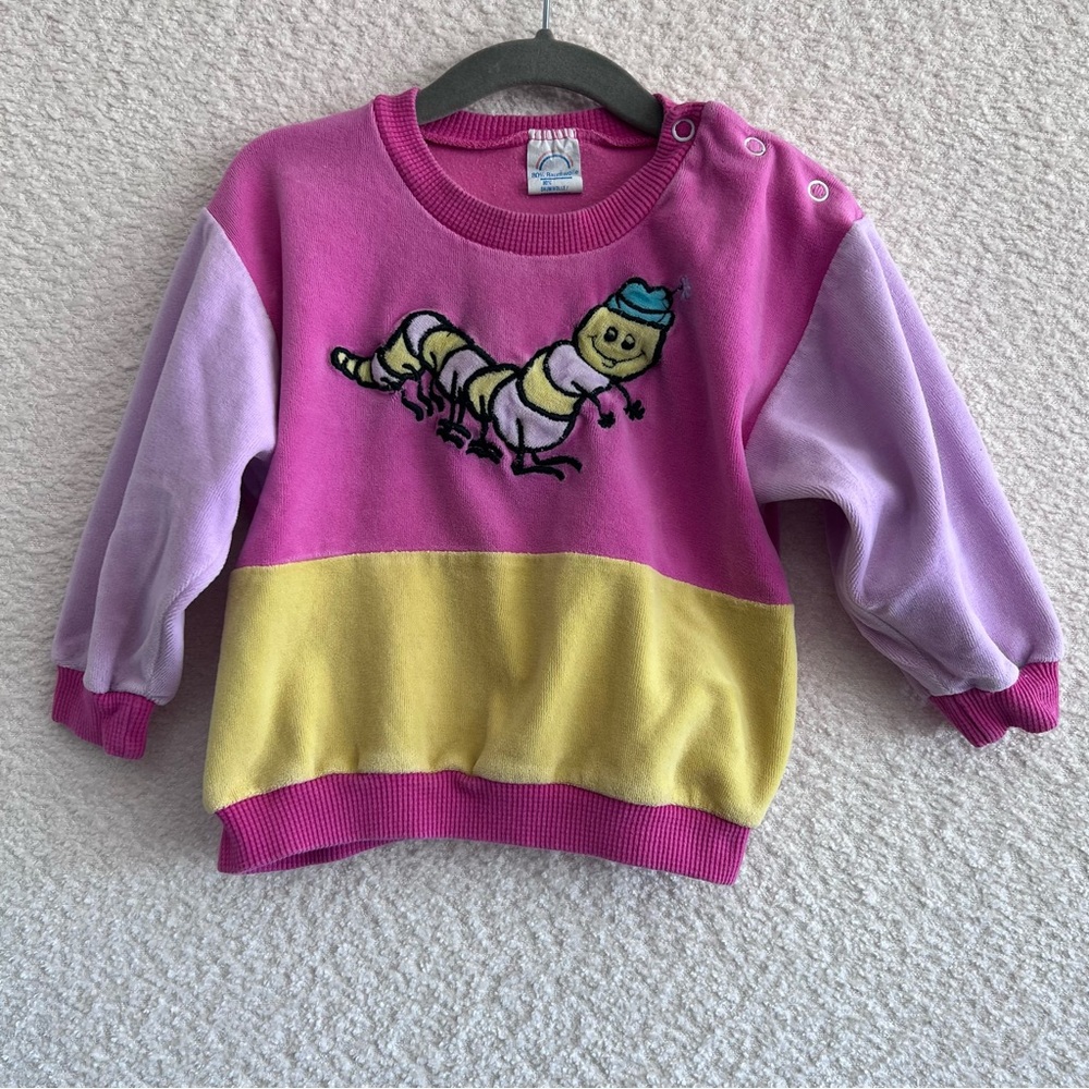 Vintage Infant Kids Sweatshirt‎ Worm Velvet Crewneck Size 18-24 Months
